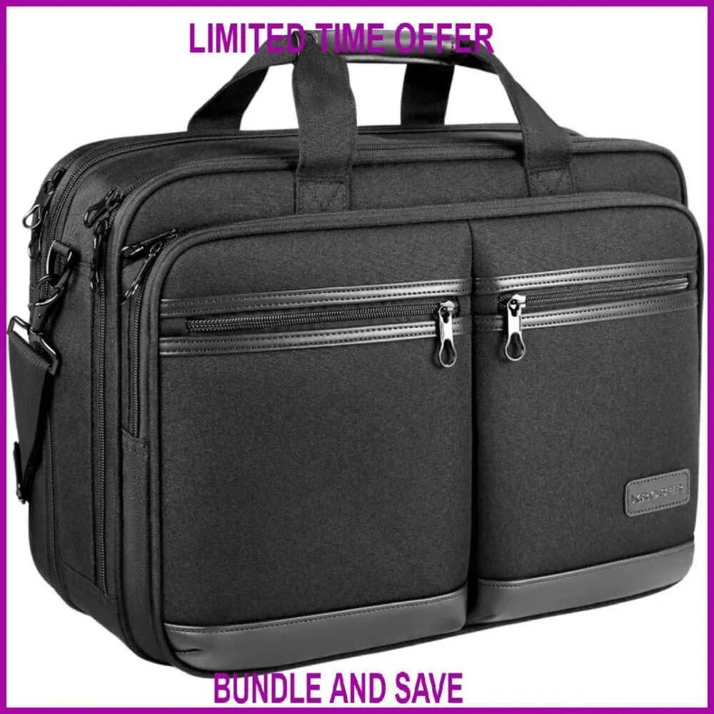 Stylish Expandable Laptop Briefcase Fits 17.3 Inch Water-Repellent RFID Pockets